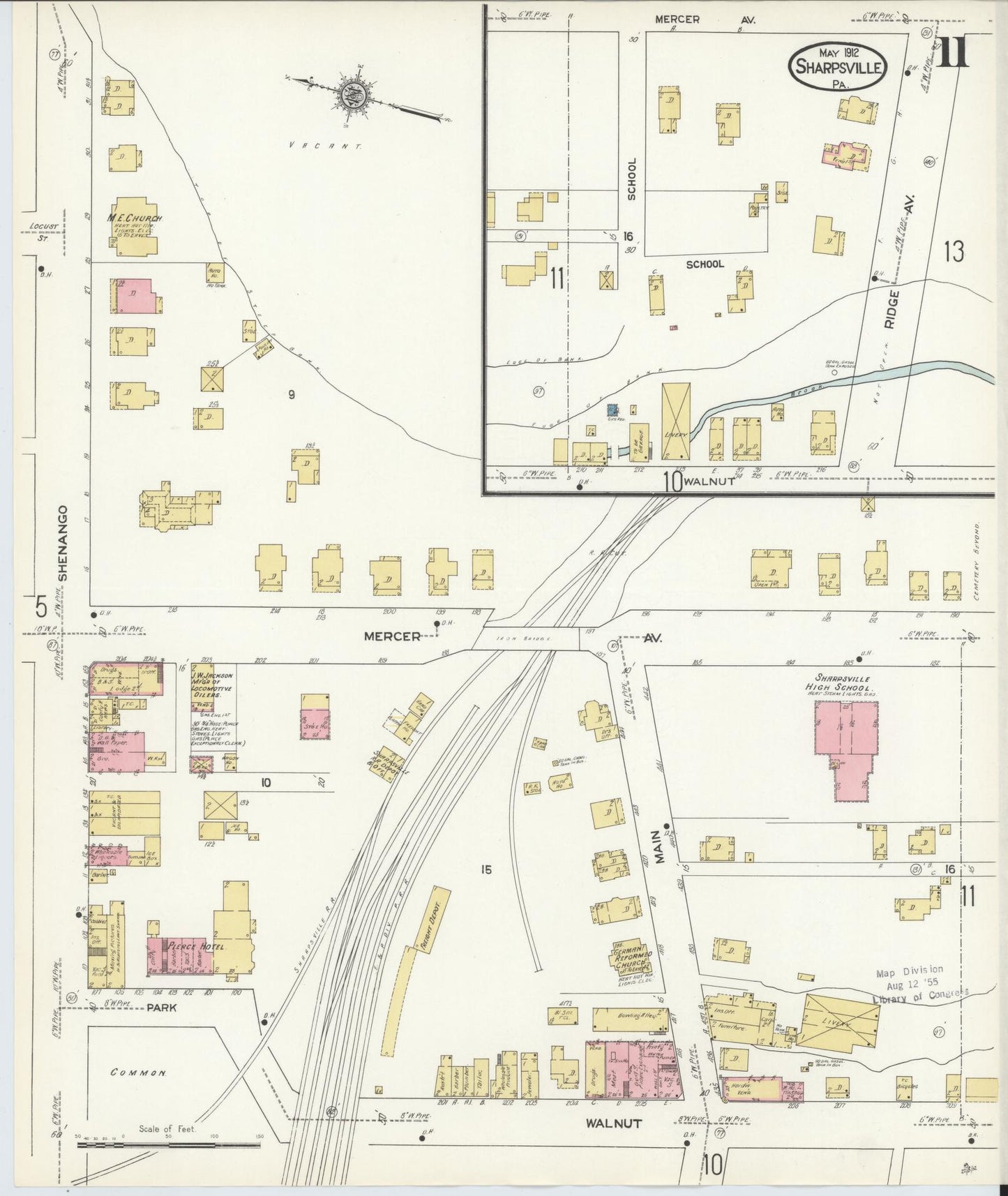 Sanborn Fire Insurance Map from Sharpsville, Mercer County, Pennsylvania (1912), Sheet #0011 - Complete Map Set gallery image, historic Sanborn map, vintage wall art, Pennsylvania Pennsylvania