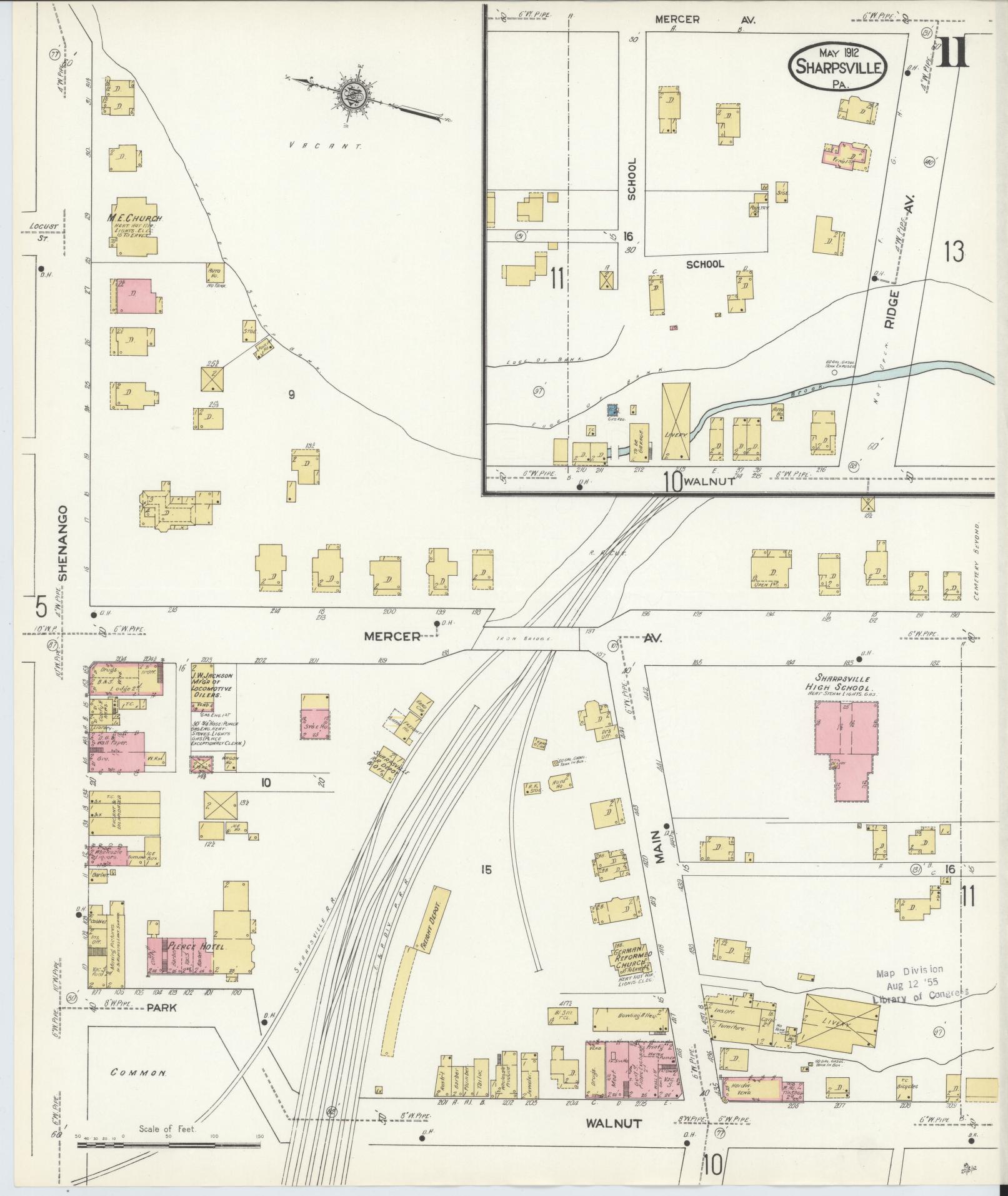 Sanborn Fire Insurance Map from Sharpsville, Mercer County, Pennsylvania (1912), Sheet #0011 - Complete Map Set gallery image, historic Sanborn map, vintage wall art, Pennsylvania Pennsylvania
