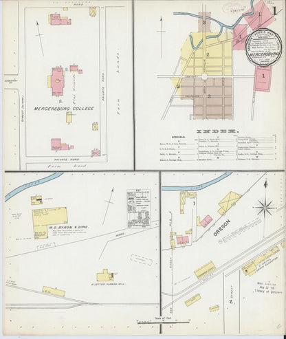Sanborn Fire Insurance Map from Mercersburg, Franklin County, Pennsylvania (1891), Sheet #0001 - Historic Sanborn Fire Insurance Map Print, vintage old map wall art, antique decor, genealogy gift, Pennsylvania Pennsylvania map
