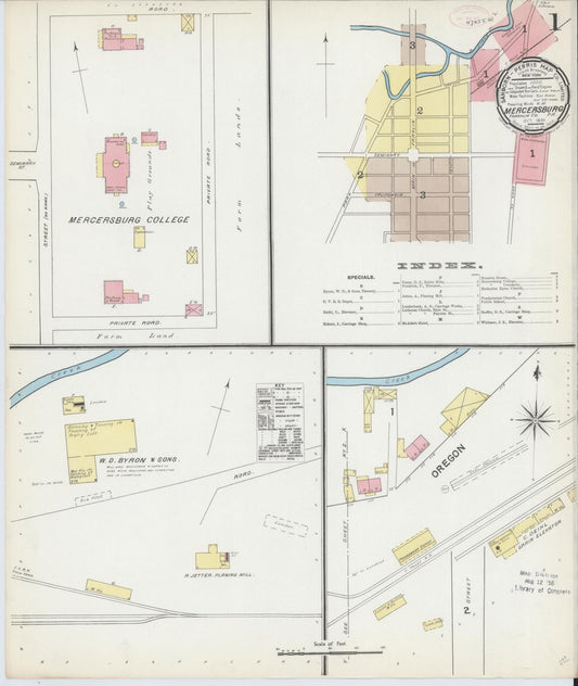 Sanborn Fire Insurance Map from Mercersburg, Franklin County, Pennsylvania (1891), Sheet #0001 - Historic Sanborn Fire Insurance Map Print, vintage old map wall art, antique decor, genealogy gift, Pennsylvania Pennsylvania map