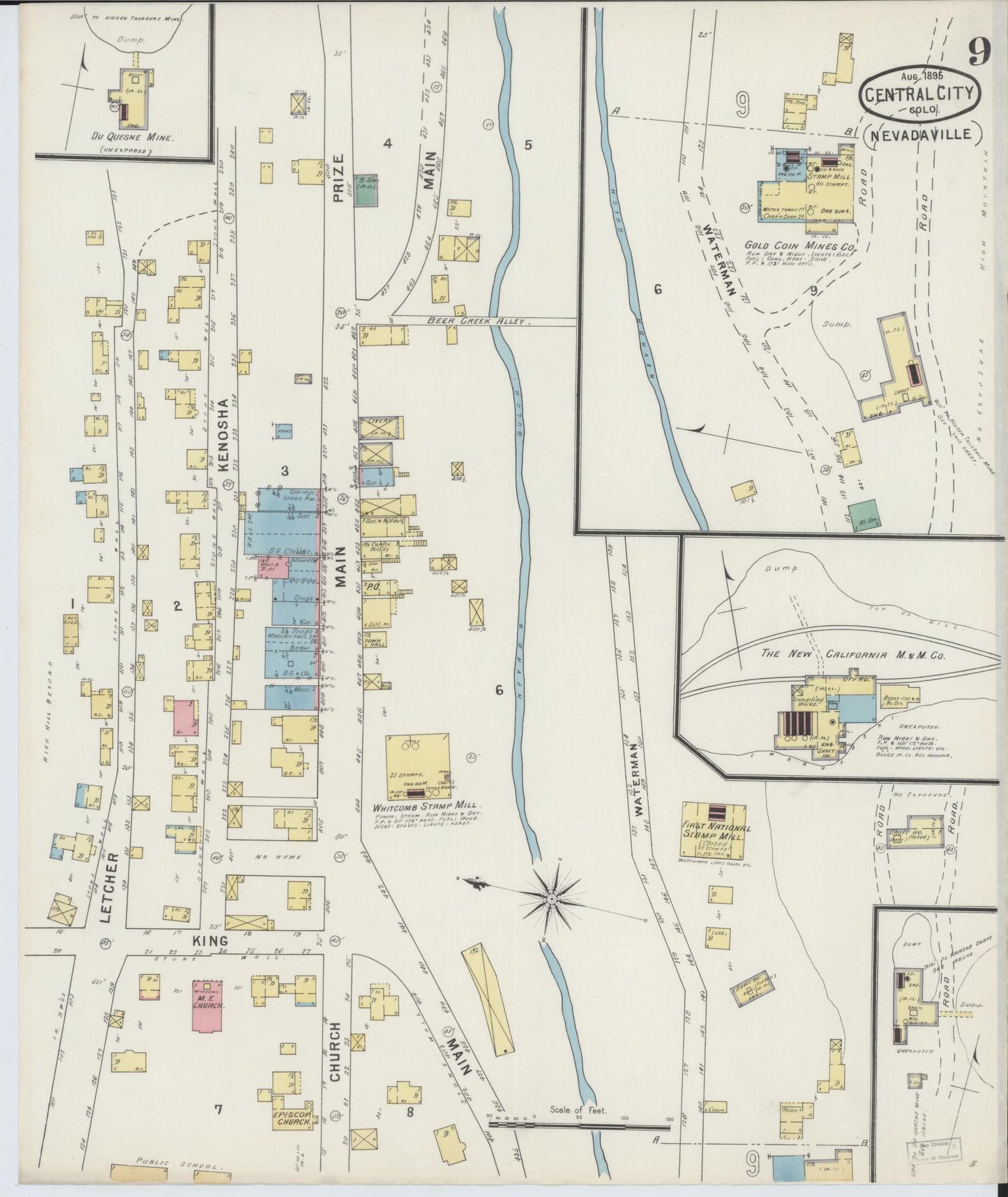 Sanborn Fire Insurance Map from Central City, Gilpin County, Colorado (1895), Sheet #0009 - Complete Map Set gallery image, historic Sanborn map, vintage wall art, Colorado Colorado