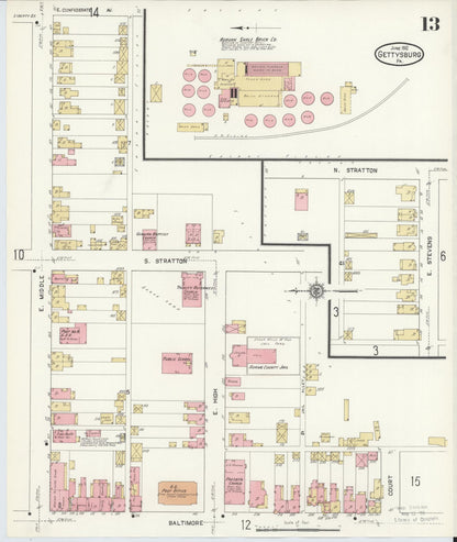 Sanborn Fire Insurance Map from Gettysburg, Adams County, Pennsylvania (1912), Sheet #0013 - Complete Map Set gallery image, historic Sanborn map, vintage wall art, Pennsylvania Pennsylvania