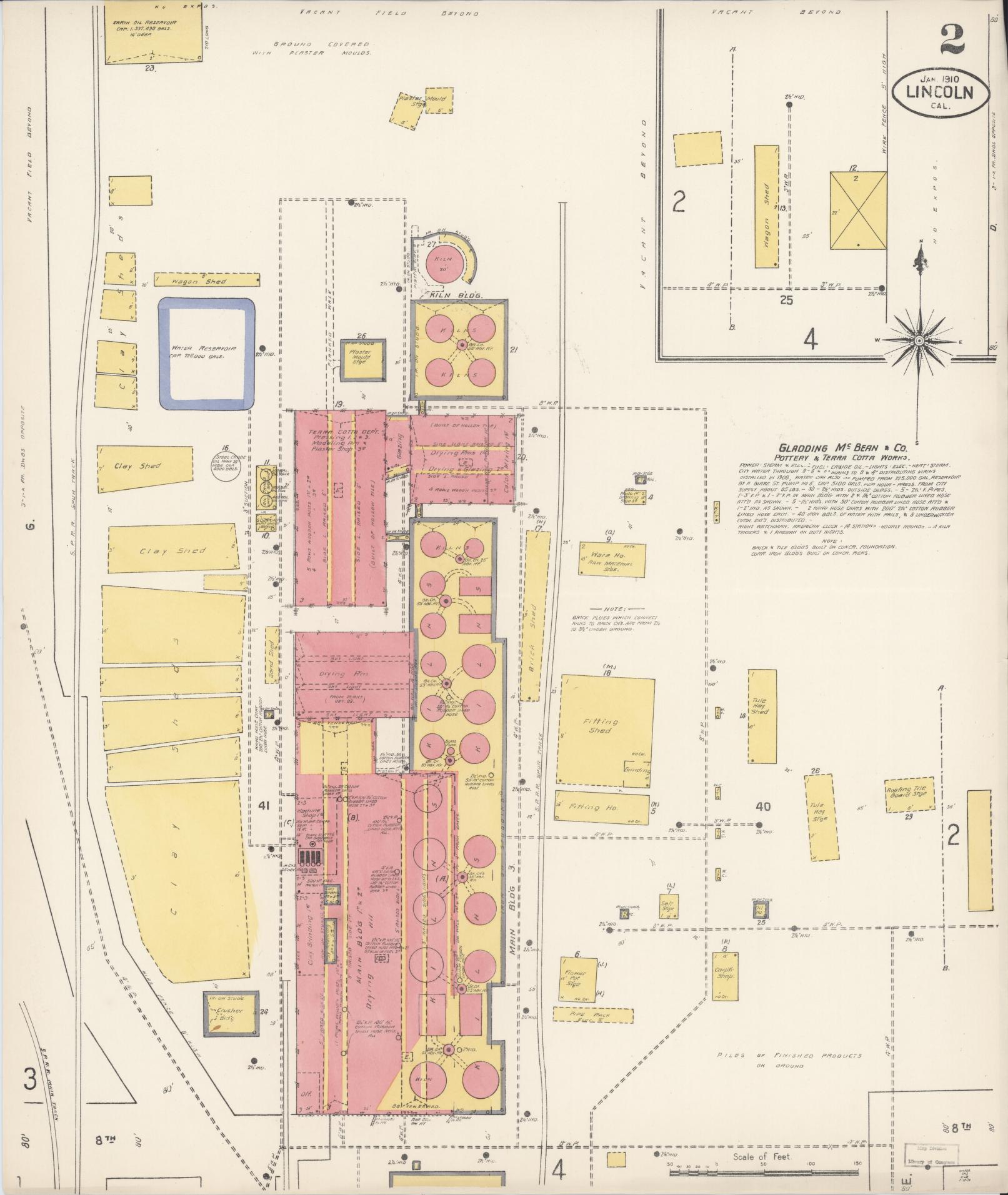 Sanborn Fire Insurance Map from Lincoln, Placer County, California (1910), Sheet #0002 - Historic Sanborn Fire Insurance Map Print, vintage old map wall art, antique decor, genealogy gift, California California map