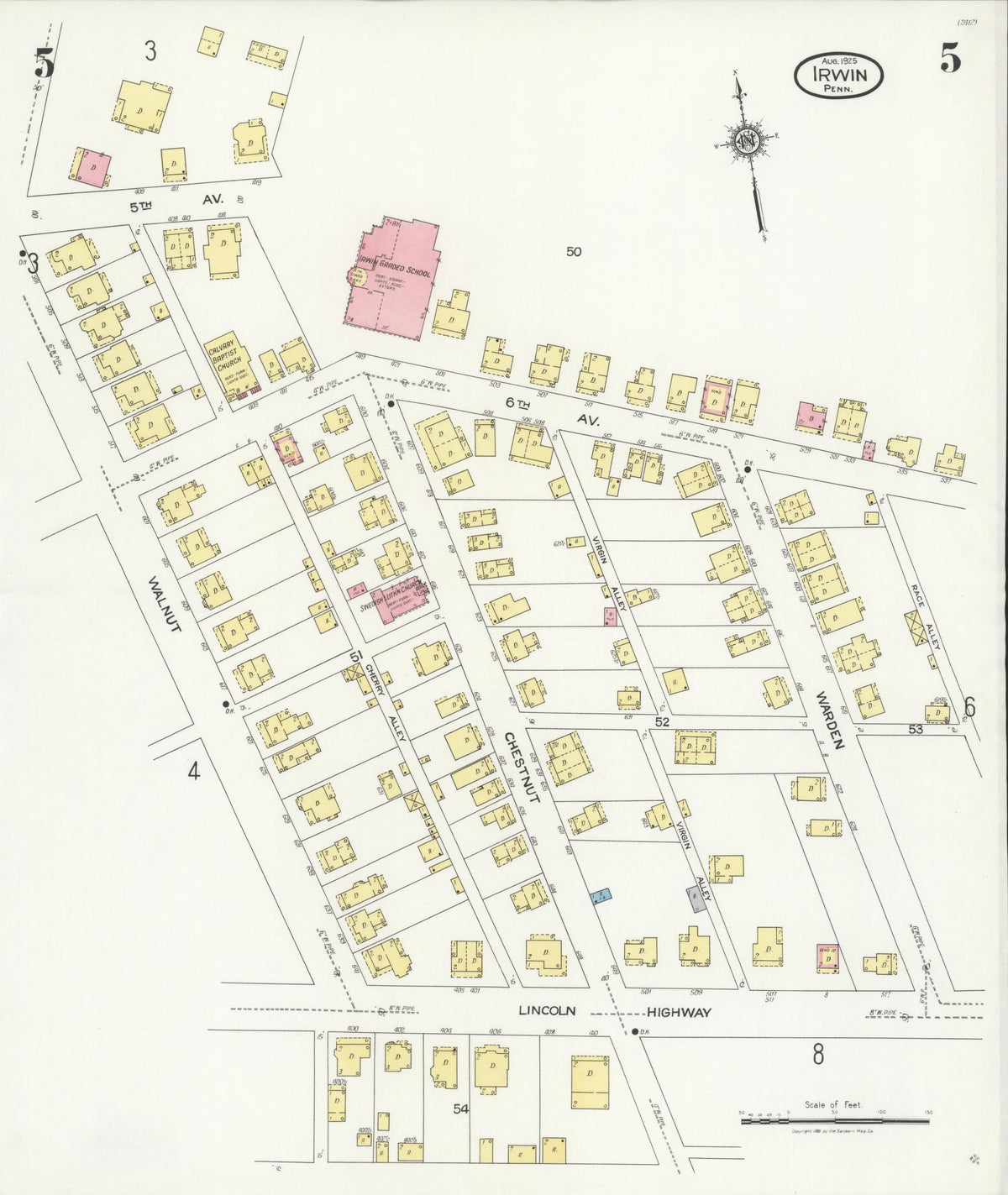 Sanborn Fire Insurance Map from Irwin, Westmoreland County, Pennsylvania (1925), Sheet #0005 - Complete Map Set gallery image, historic Sanborn map, vintage wall art, Pennsylvania Pennsylvania
