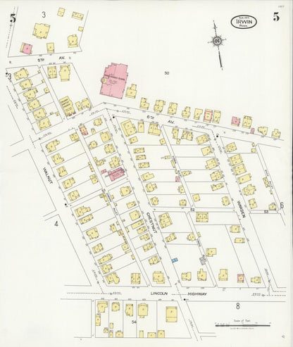 Sanborn Fire Insurance Map from Irwin, Westmoreland County, Pennsylvania (1925), Sheet #0005 - Complete Map Set gallery image, historic Sanborn map, vintage wall art, Pennsylvania Pennsylvania