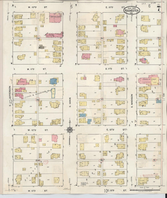 Sanborn Fire Insurance Map from Rochester, Fulton County, Indiana (1942), Sheet #0007 - Historic Sanborn Fire Insurance Map Print, vintage old map wall art, antique decor, genealogy gift, Indiana Indiana map