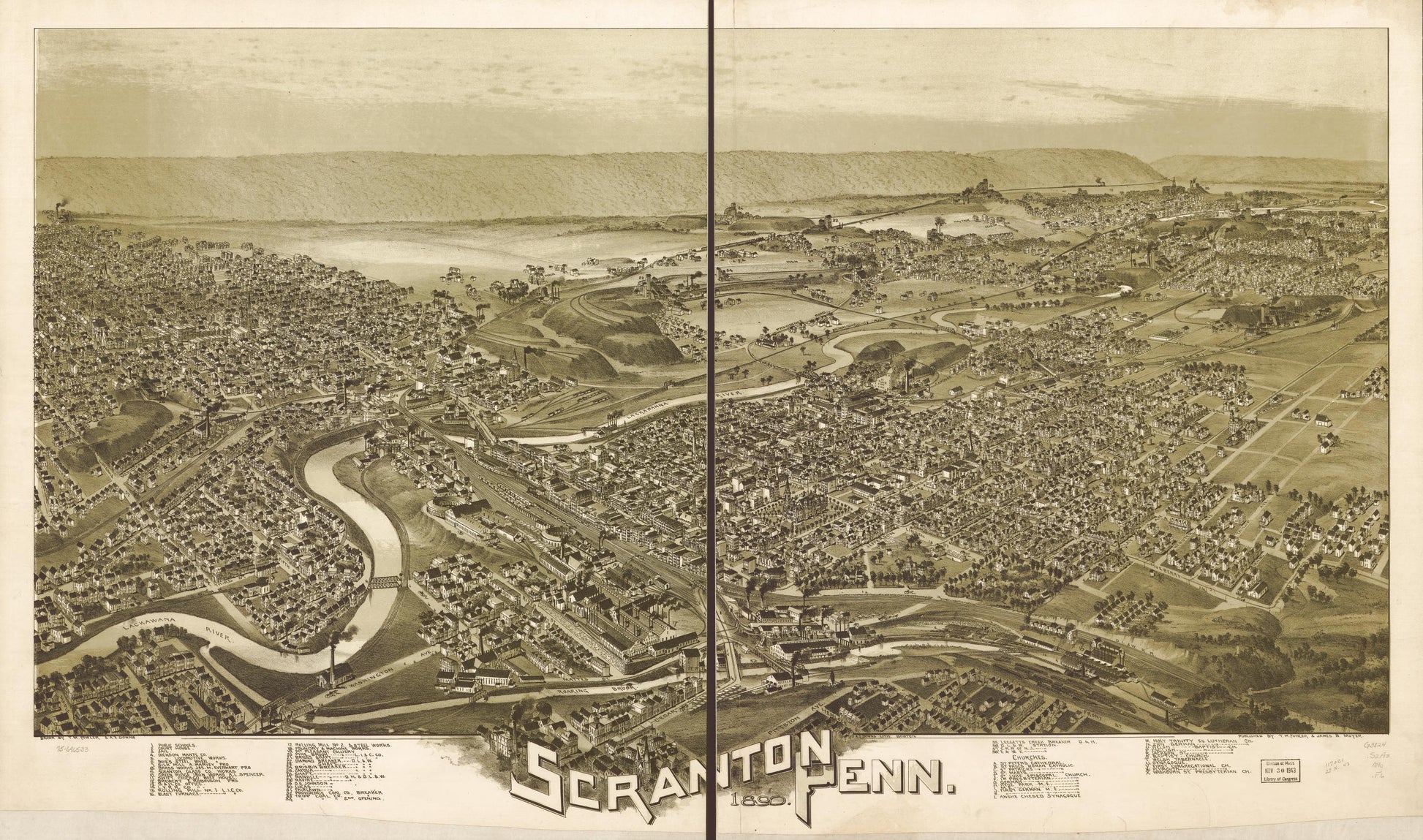 Scranton, Penn. 1890. (1890) – Historic Bird’s-Eye View Panorama Print