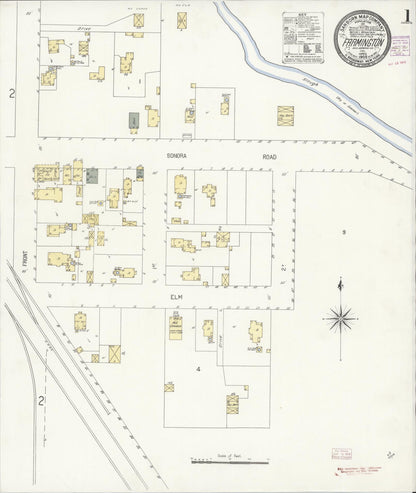 Sanborn Fire Insurance Map from Farmington, San Joaquin County, California (1908), Sheet #0001 - Complete Map Set gallery image, historic Sanborn map, vintage wall art, California California