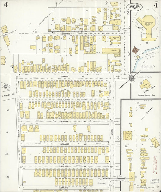 Sanborn Fire Insurance Map from Avalon, Los Angeles County, California (1924), Sheet #0004 - Historic Sanborn Fire Insurance Map Print, vintage old map wall art, antique decor, genealogy gift, California California map