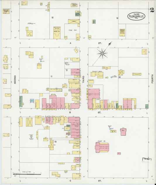 Sanborn Fire Insurance Map from Floresville, Wilson County, Texas (1902), Sheet #0002 - Historic Sanborn Fire Insurance Map Print, vintage old map wall art, antique decor, genealogy gift, Texas Texas map