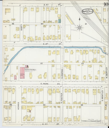 Sanborn Fire Insurance Map from Mansfield, Richland County, Ohio (1892), Sheet #0010 - Historic Sanborn Fire Insurance Map Print, vintage old map wall art, antique decor, genealogy gift, Ohio Ohio map