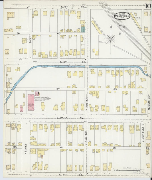 Sanborn Fire Insurance Map from Mansfield, Richland County, Ohio (1892), Sheet #0010 - Historic Sanborn Fire Insurance Map Print, vintage old map wall art, antique decor, genealogy gift, Ohio Ohio map