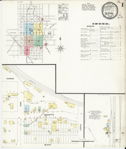Sanborn Fire Insurance Map from Olathe, Johnson County, Kansas (1897), Sheet #0001 - Complete Map Set gallery image, historic Sanborn map, vintage wall art, Kansas Kansas