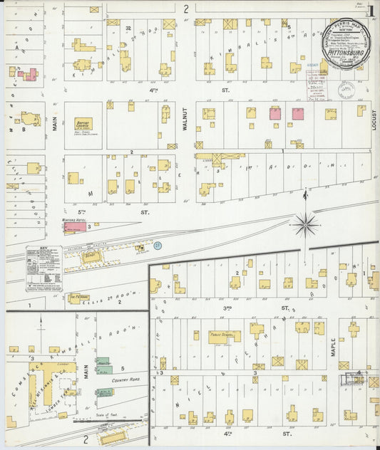 Sanborn Fire Insurance Map from Pattonsburg, Daviess County, Missouri (1900), Sheet #0001 - Complete Map Set gallery image, historic Sanborn map, vintage wall art, Missouri Missouri