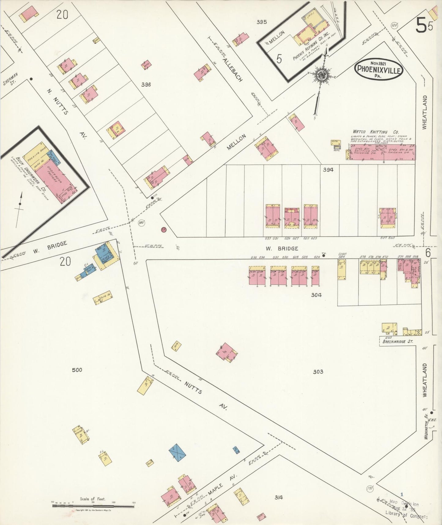 Sanborn Fire Insurance Map from Phoenixville, Chester County, Pennsylvania (1921), Sheet #0005 - Complete Map Set gallery image, historic Sanborn map, vintage wall art, Pennsylvania Pennsylvania