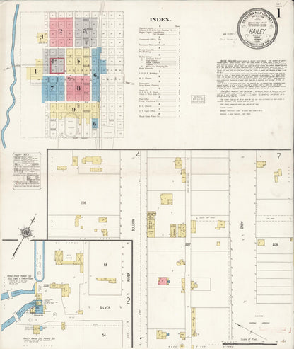 Sanborn Fire Insurance Map from Hailey, Blaine County, Idaho (1920), Sheet #0001 - Complete Map Set gallery image, historic Sanborn map, vintage wall art, Idaho Idaho
