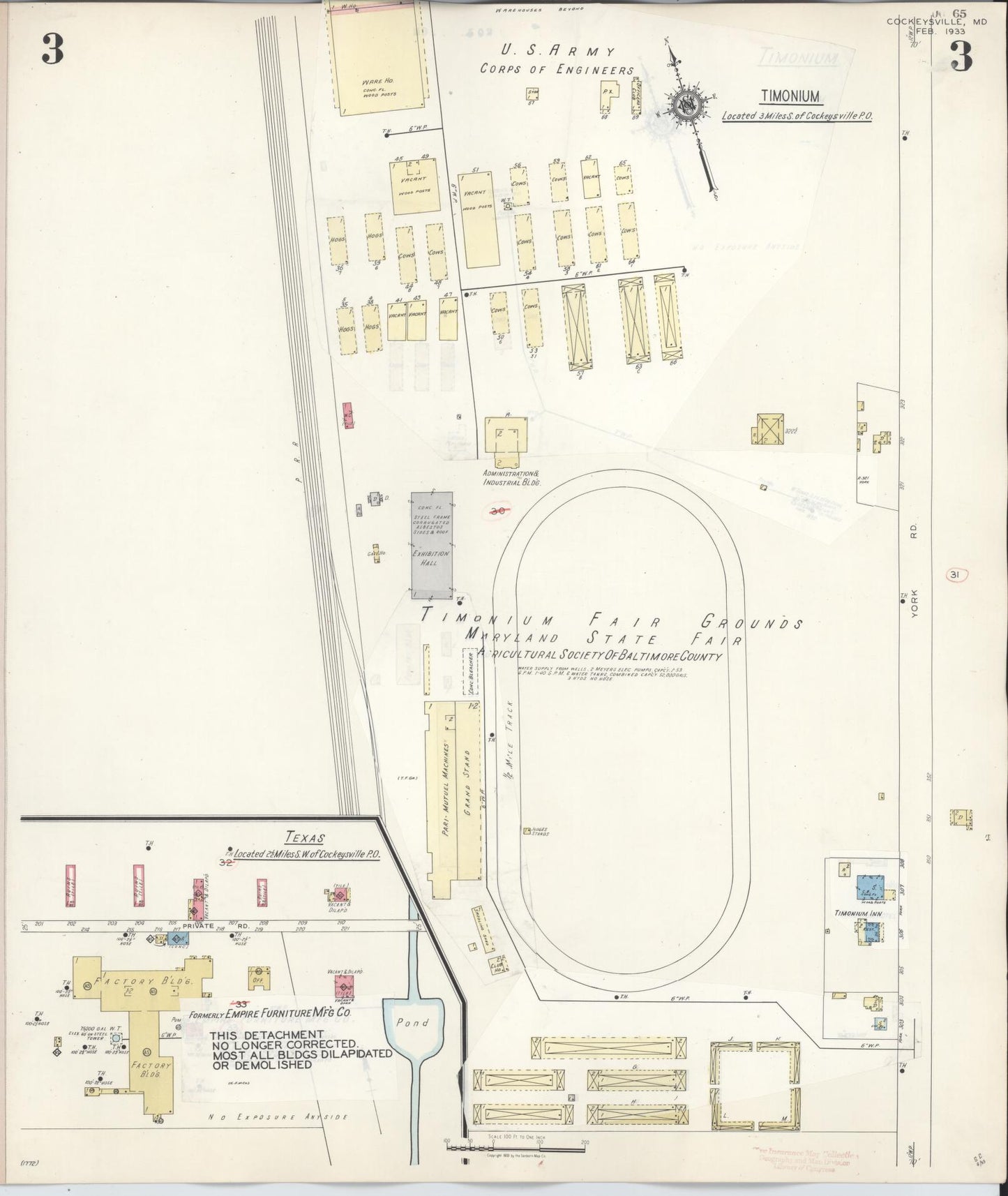 Sanborn Fire Insurance Map from Cockeysville, Baltimore County, Maryland (1946), Sheet #0003 - Historic Sanborn Fire Insurance Map Print, vintage old map wall art, antique decor, genealogy gift, Maryland Maryland map