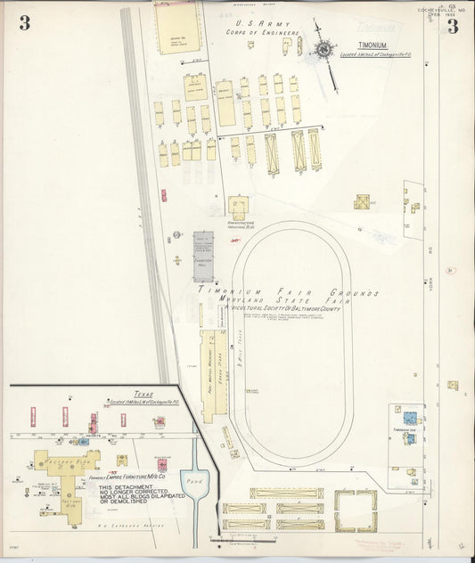 Sanborn Fire Insurance Map from Cockeysville, Baltimore County, Maryland (1946), Sheet #0003 - Historic Sanborn Fire Insurance Map Print, vintage old map wall art, antique decor, genealogy gift, Maryland Maryland map