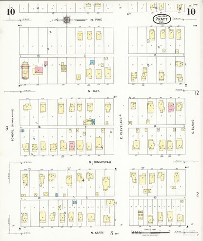 Sanborn Fire Insurance Map from Pratt, Pratt County, Kansas (1924), Sheet #0010 - Complete Map Set gallery image, historic Sanborn map, vintage wall art, Kansas Kansas