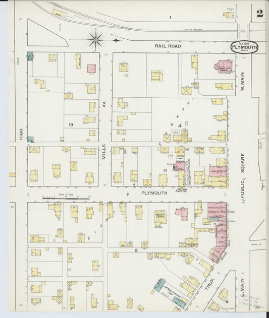 Sanborn Fire Insurance Map from Plymouth, Huron And Richland Counties, Ohio (1893), Sheet #0002 - Historic Sanborn Fire Insurance Map Print, vintage old map wall art, antique decor, genealogy gift, Ohio Ohio map