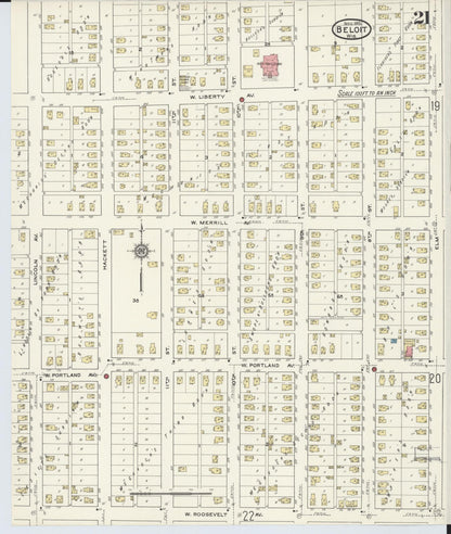 Sanborn Fire Insurance Map from Beloit, Rock County, Wisconsin (1915), Sheet #0021 - Historic Sanborn Fire Insurance Map Print, vintage old map wall art, antique decor, genealogy gift, Wisconsin Wisconsin map