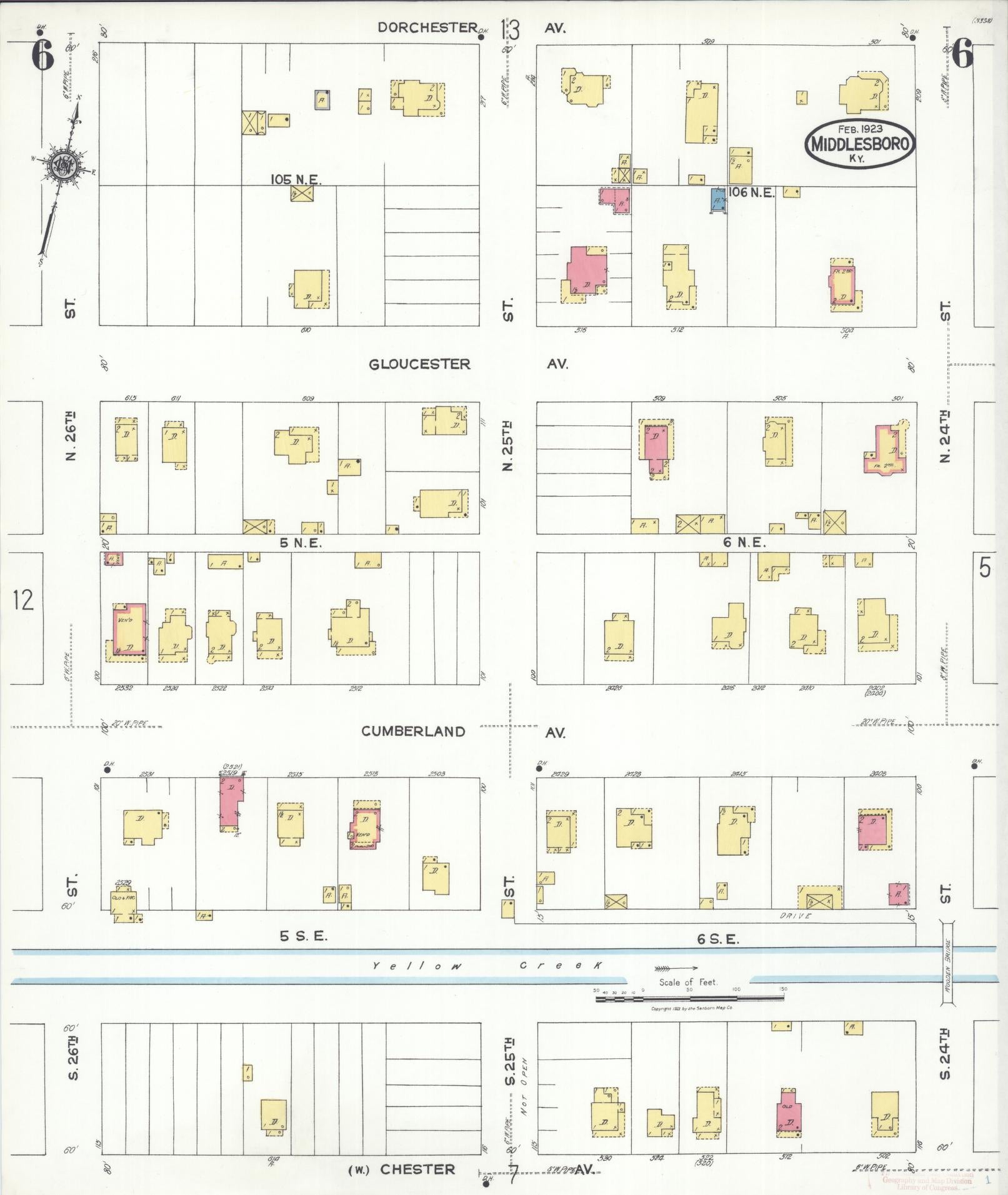 Sanborn Fire Insurance Map from Middlesboro, Bell County, Kentucky (1923), Sheet #0006 - Complete Map Set gallery image, historic Sanborn map, vintage wall art, Kentucky Kentucky