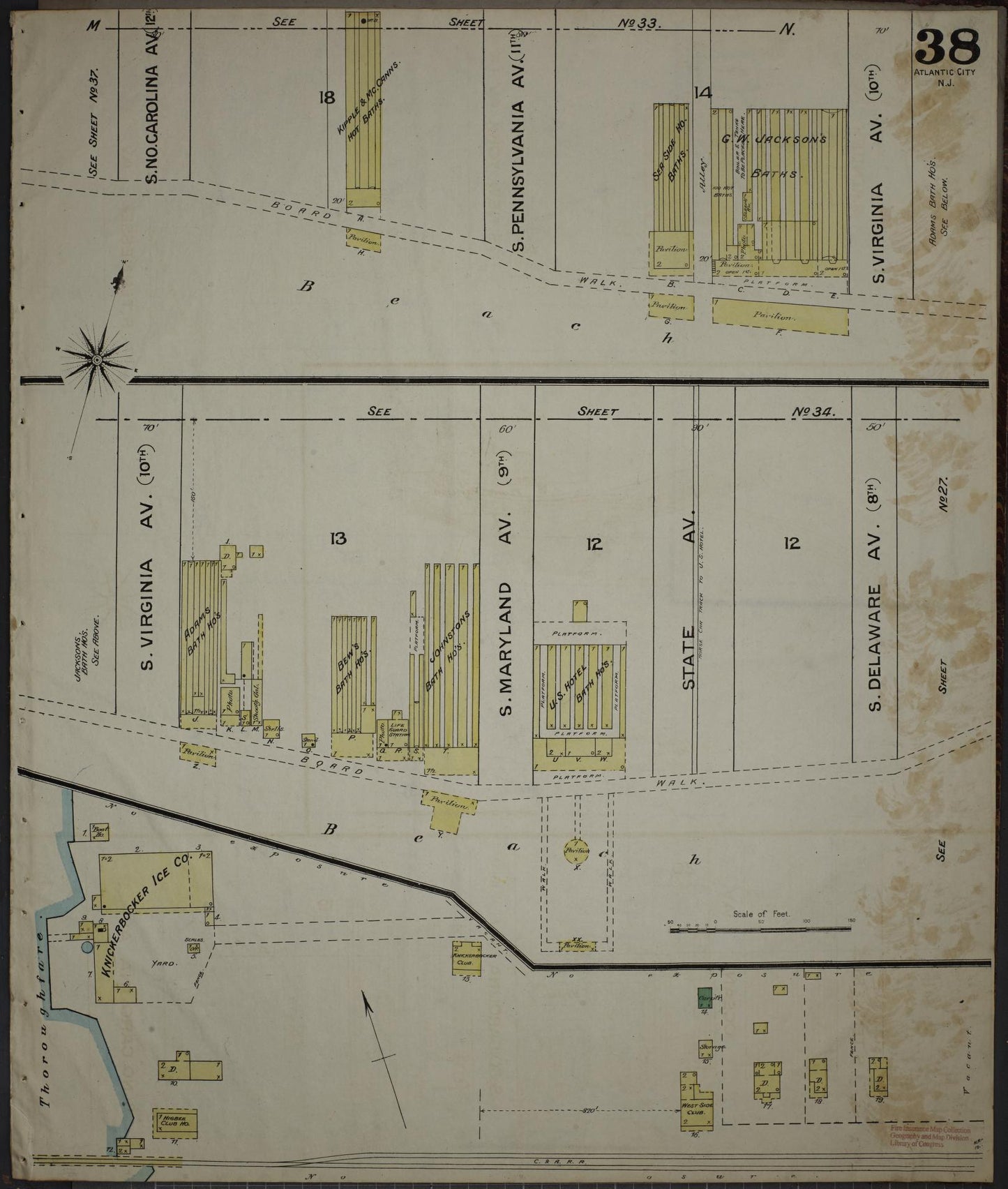 Sanborn Fire Insurance Map from Atlantic City, Atlantic County, New Jersey (1886), Sheet #0038 - Complete Map Set gallery image, historic Sanborn map, vintage wall art, New Jersey New Jersey