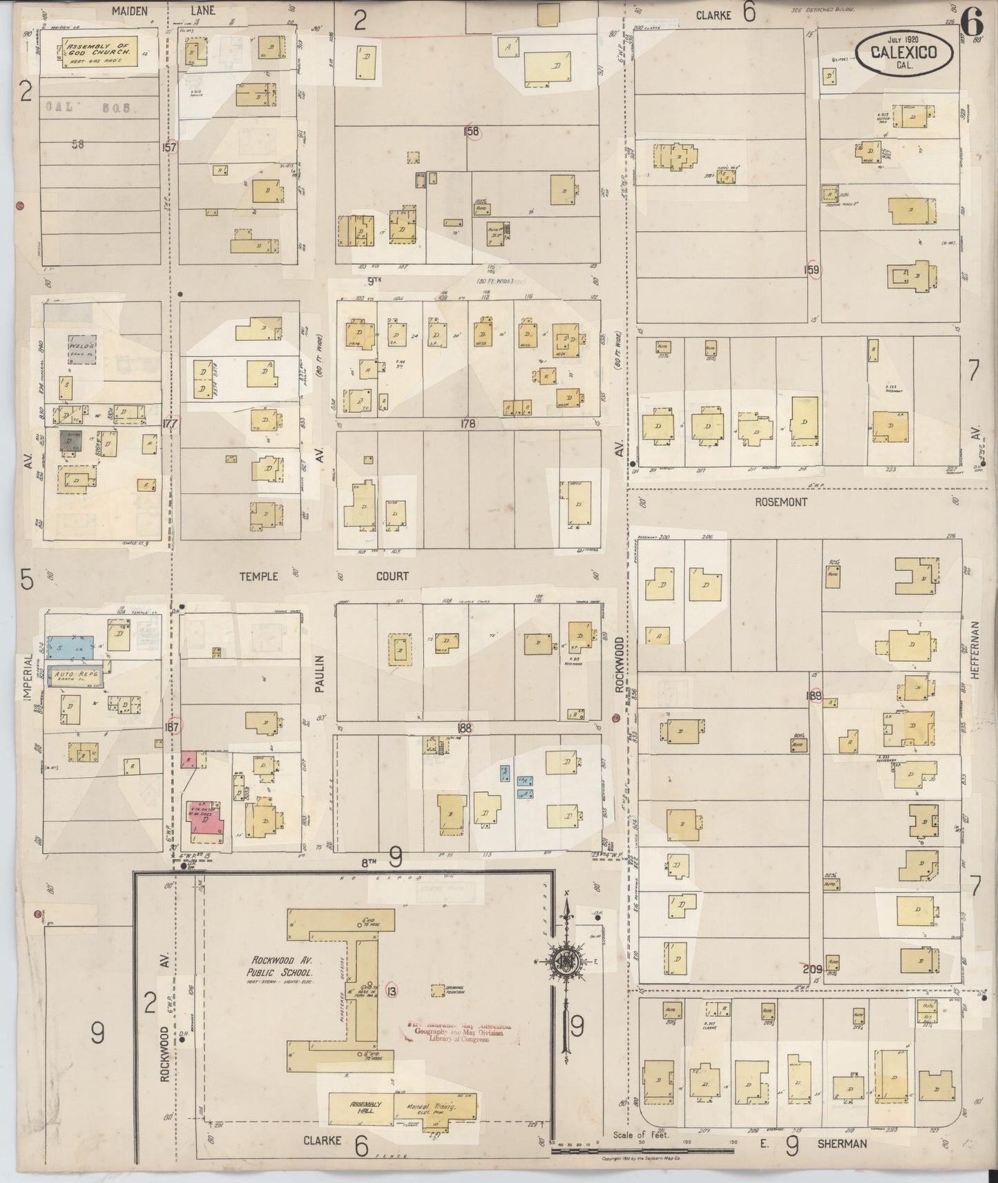 Sanborn Fire Insurance Map from Calexico, Imperial County, California (1949), Sheet #0006 - Complete Map Set gallery image, historic Sanborn map, vintage wall art, California California