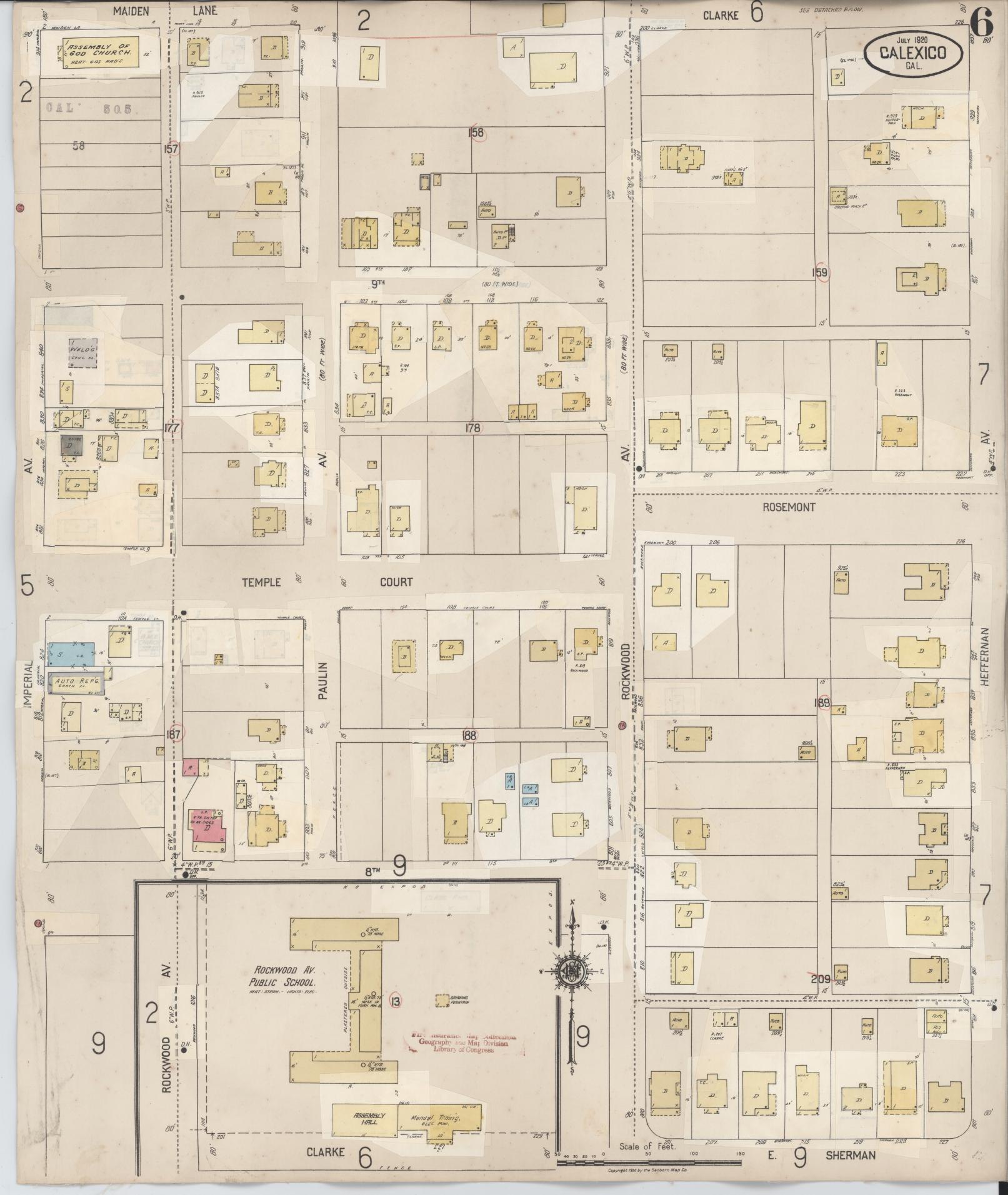 Sanborn Fire Insurance Map from Calexico, Imperial County, California (1949), Sheet #0006 - Complete Map Set gallery image, historic Sanborn map, vintage wall art, California California