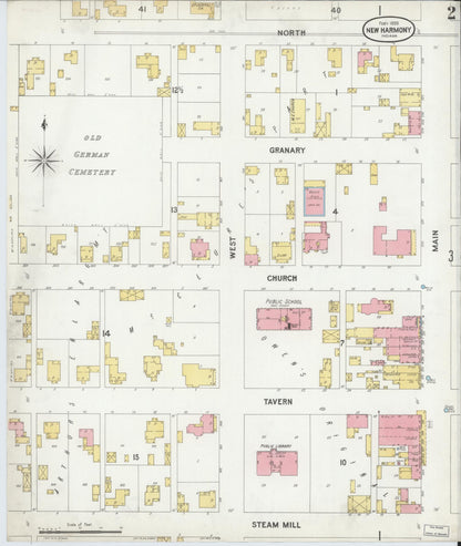 Sanborn Fire Insurance Map from New Harmony, Posey County, Indiana (1899), Sheet #0002 - Historic Sanborn Fire Insurance Map Print, vintage old map wall art, antique decor, genealogy gift, Indiana Indiana map