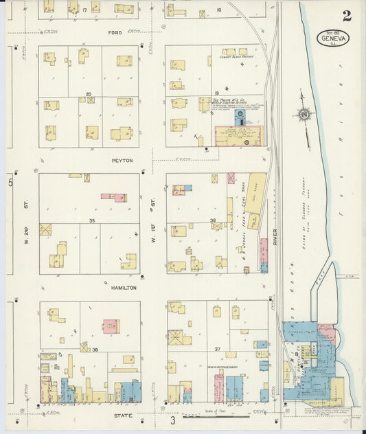 Sanborn Fire Insurance Map from Geneva, Kane County, Illinois (1912), Sheet #0002 - Historic Sanborn Fire Insurance Map Print, vintage old map wall art, antique decor, genealogy gift, Illinois Illinois map