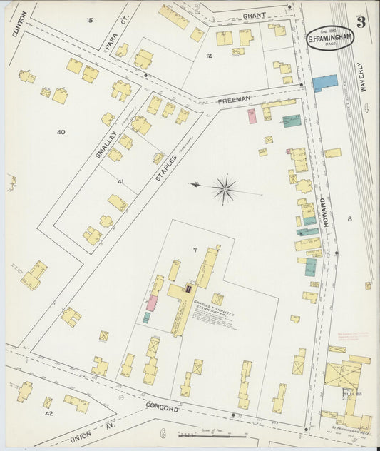 Sanborn Fire Insurance Map from South Farmington, Middlesex County, Massachusetts (1892), Sheet #0003 - Historic Sanborn Fire Insurance Map Print, vintage old map wall art, antique decor, genealogy gift, Massachusetts Massachusetts map
