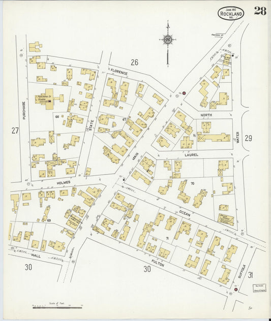 Sanborn Fire Insurance Map from Rockland, Knox County, Maine (1912), Sheet #0028 - Historic Sanborn Fire Insurance Map Print, vintage old map wall art, antique decor, genealogy gift, Maine Maine map