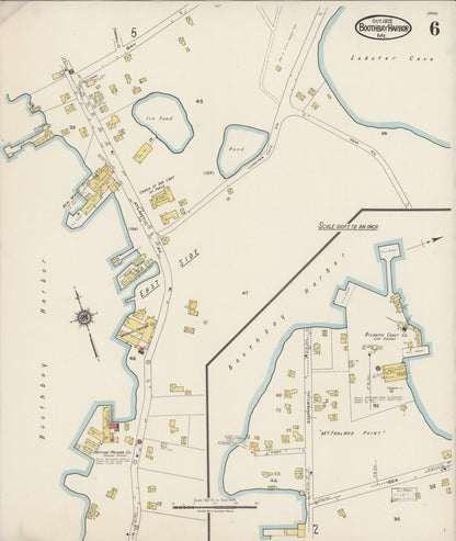 Sanborn Fire Insurance Map from Boothbay Harbor, Lincoln County, Maine (1922), Sheet #0006 - Complete Map Set gallery image, historic Sanborn map, vintage wall art, Maine Maine