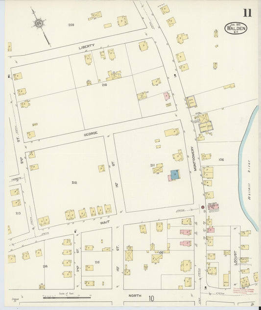 Sanborn Fire Insurance Map from Walden, Orange County, New York (1913), Sheet #0011 - Historic Sanborn Fire Insurance Map Print, vintage old map wall art, antique decor, genealogy gift, New York New York map