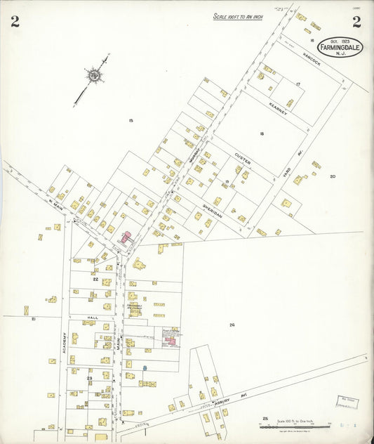 Sanborn Fire Insurance Map from Farmingdale, Monmouth County, New Jersey (1923), Sheet #0002 - Historic Sanborn Fire Insurance Map Print, vintage old map wall art, antique decor, genealogy gift, New Jersey New Jersey map