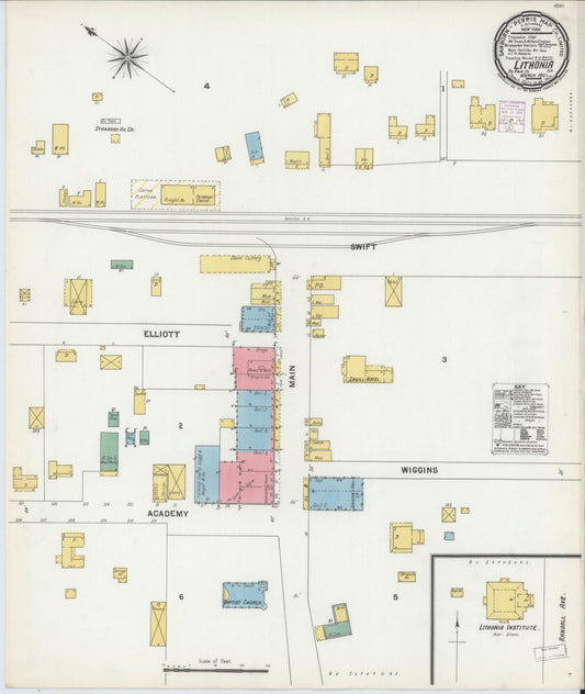 Sanborn Fire Insurance Map from Lithonia, Dekalb County, Georgia (1901), Sheet #0001 - Historic Sanborn Fire Insurance Map Print, vintage old map wall art, antique decor, genealogy gift, Georgia Georgia map