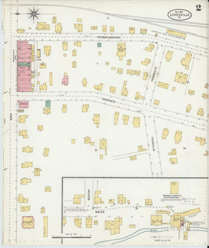 Sanborn Fire Insurance Map from Linesville, Crawford County, Pennsylvania (1904), Sheet #0002 - Complete Map Set gallery image, historic Sanborn map, vintage wall art, Pennsylvania Pennsylvania