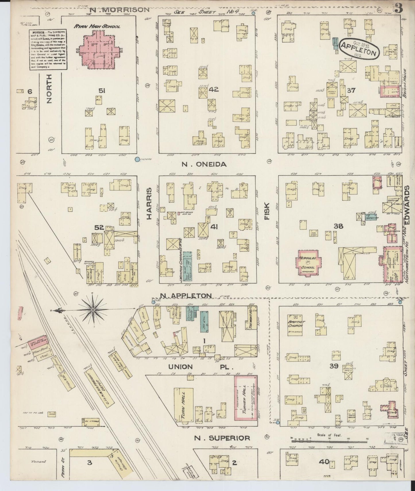 Sanborn Fire Insurance Map from Appleton, Outagamie County, Wisconsin (1883), Sheet #0003 - Complete Map Set gallery image, historic Sanborn map, vintage wall art, Wisconsin Wisconsin