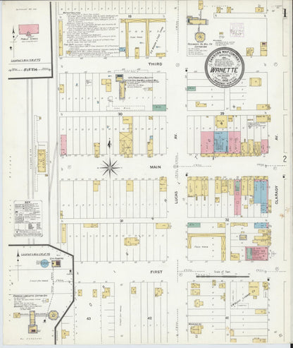 Sanborn Fire Insurance Map from Wanette, Pottawatomie County, Oklahoma (1908), Sheet #0001 - Complete Map Set gallery image, historic Sanborn map, vintage wall art, Oklahoma Oklahoma
