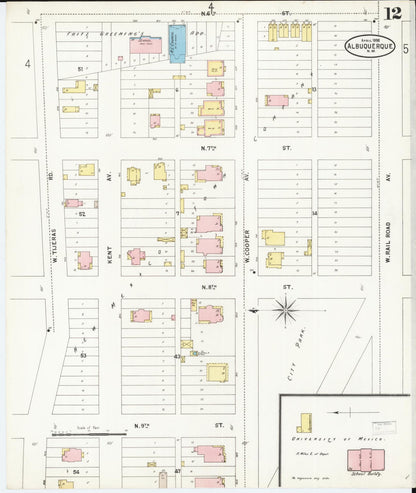 Sanborn Fire Insurance Map from Albuquerque, Bernalillo County, New Mexico (1898), Sheet #0012 - Complete Map Set gallery image, historic Sanborn map, vintage wall art, New Mexico New Mexico