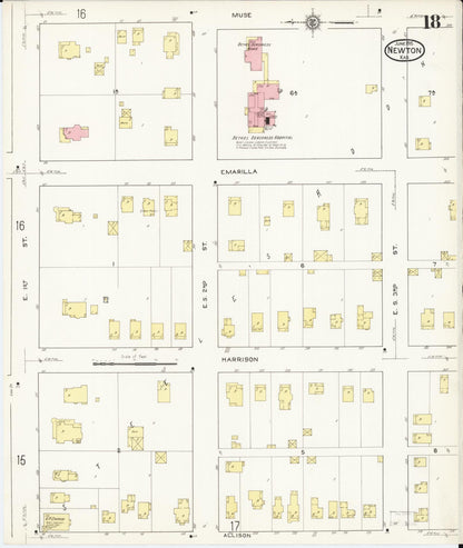 Sanborn Fire Insurance Map from Newton, Harvey County, Kansas (1915), Sheet #0018 - Complete Map Set gallery image, historic Sanborn map, vintage wall art, Kansas Kansas