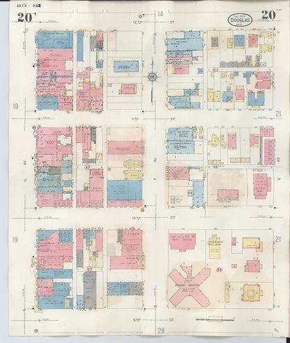 Sanborn Fire Insurance Map from Douglas, Cochise County, Arizona (1947), Sheet #0020 - Complete Map Set gallery image, historic Sanborn map, vintage wall art, Arizona Arizona
