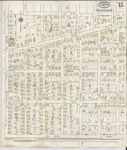 Sanborn Fire Insurance Map from Linton, Greene County, Indiana (1948), Sheet #0015 - Historic Sanborn Fire Insurance Map Print, vintage old map wall art, antique decor, genealogy gift, Indiana Indiana map