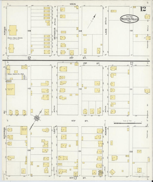 Sanborn Fire Insurance Map from Wichita Falls, Wichita County, Texas (1915), Sheet #0012 - Historic Sanborn Fire Insurance Map Print, vintage old map wall art, antique decor, genealogy gift, Texas Texas map