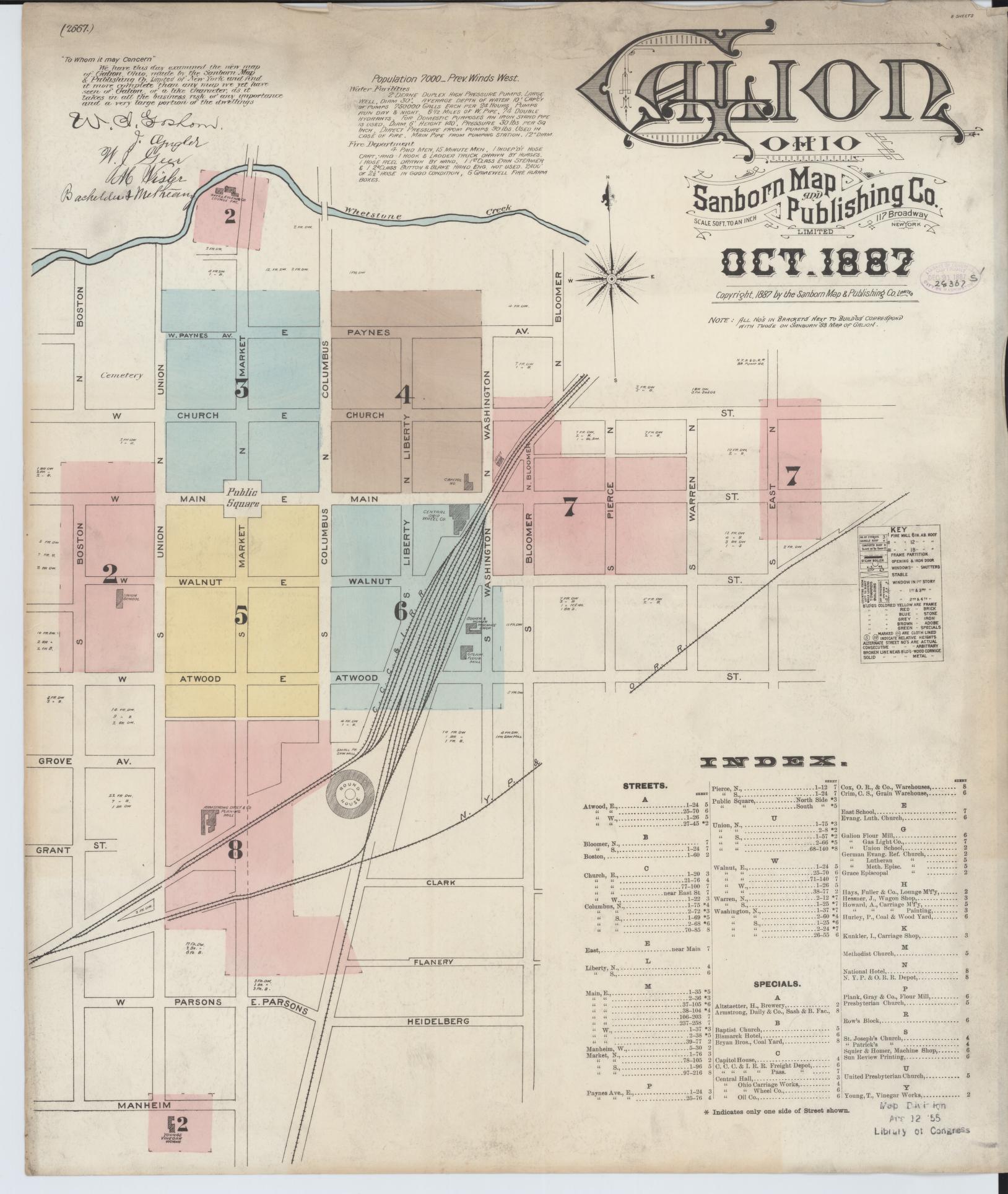 Sanborn Fire Insurance Map from Galion, Crawford County, Ohio (1887), Sheet #0001 - Historic Sanborn Fire Insurance Map Print, vintage old map wall art, antique decor, genealogy gift, Ohio Ohio map