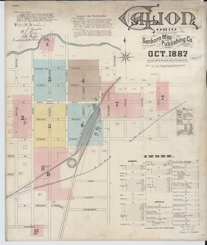 Sanborn Fire Insurance Map from Galion, Crawford County, Ohio (1887), Sheet #0001 - Historic Sanborn Fire Insurance Map Print, vintage old map wall art, antique decor, genealogy gift, Ohio Ohio map