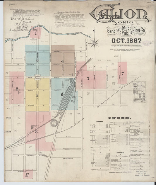 Sanborn Fire Insurance Map from Galion, Crawford County, Ohio (1887), Sheet #0001 - Historic Sanborn Fire Insurance Map Print, vintage old map wall art, antique decor, genealogy gift, Ohio Ohio map