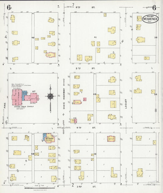 Sanborn Fire Insurance Map from Momence, Kankakee County, Illinois (1924), Sheet #0006 - Historic Sanborn Fire Insurance Map Print, vintage old map wall art, antique decor, genealogy gift, Illinois Illinois map