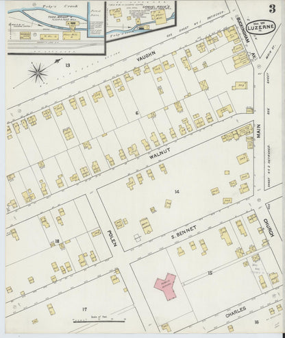 Sanborn Fire Insurance Map from Luzerne, Luzerne County, Pennsylvania (1891), Sheet #0003 - Complete Map Set gallery image, historic Sanborn map, vintage wall art, Pennsylvania Pennsylvania